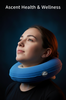 Person wearing inflatable neck stretcher for cervical decompression - Ascent Health & Wellness